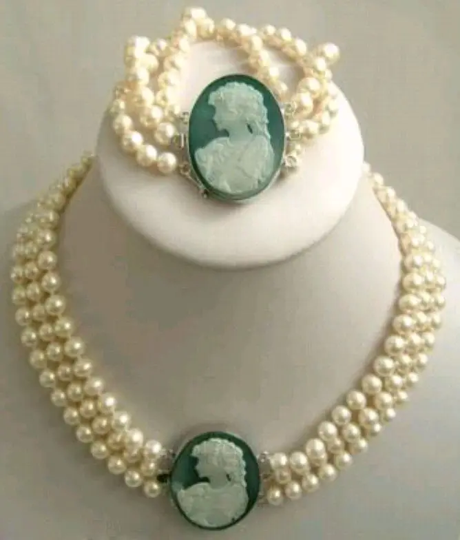 Hot sale Free Shipping>>3Strand 7-8mm White Akoya Pearl Cameo Necklace Bracelet
Hot sale Free Shipping>>3Strand 7-8mm White Akoya Pearl Cameo Necklace Bracelet