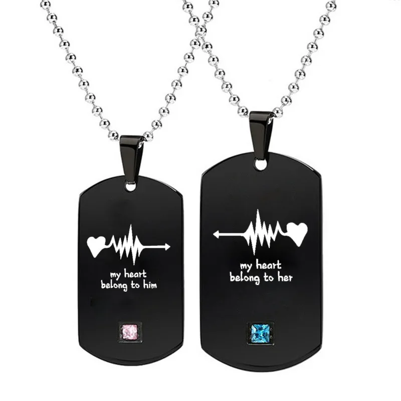 Black Titanium Couple Necklace for Lovers Stainless Steel Electrocardiogram Pendant Heart Beat Jewelry Gift
Black Titanium Couple Necklace for Lovers Stainless Steel Electrocardiogram Pendant Heart Beat Jewelry Gift