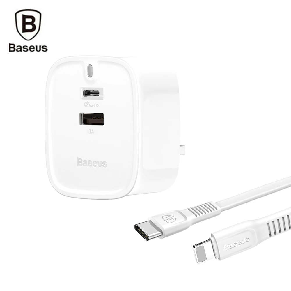 BASEUS USB PD Быстрый Зарядное устройство Набор для iPhone X 8 плюс Великобритания