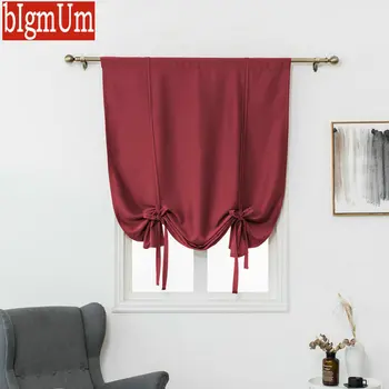 

Casual Style Roman Blinds Short Curtains Shades For Kitchen Window Treatments Rod Pocket Red Burgundy Green Blackout Drape