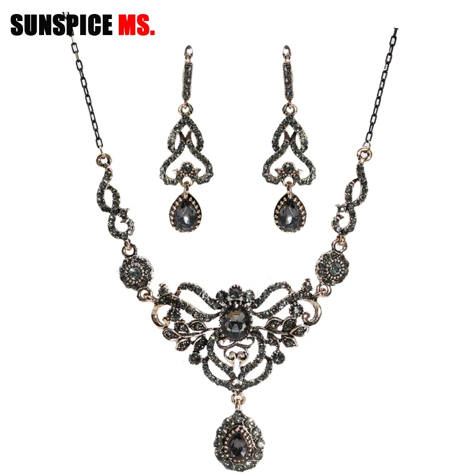 SUNSPICE-MS Gray Stones Wedding Jewelry Sets For Dubai Women Long Drop Earrings Flower Necklace Turkish Brand Bijoux 4 Color New
SUNSPICE-MS Gray Stones Wedding Jewelry Sets For Dubai Women Long Drop Earrings Flower Necklace Turkish Brand Bijoux 4 Color New