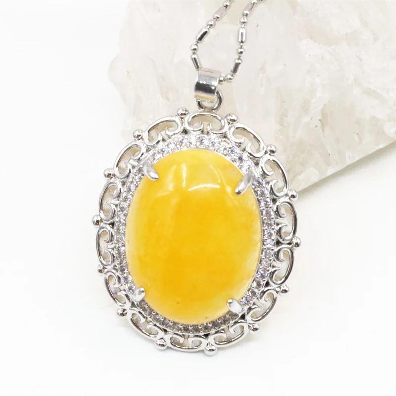 Stainless Steel Necklace Pendant Stone Women Natural Yellow Jades Chalcedony 28x35mm Necklace Zircon Inlay Pendants Jewels B3319
Stainless Steel Necklace Pendant Stone Women Natural Yellow Jades Chalcedony 28x35mm Necklace Zircon Inlay Pendants Jewels B3319