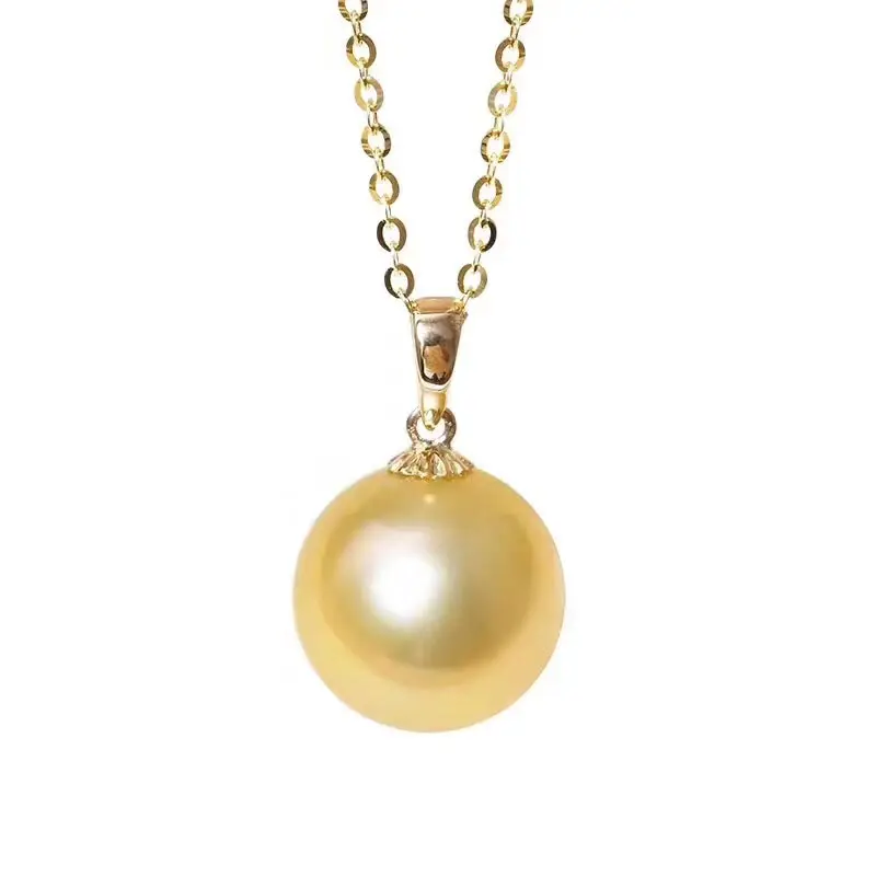 

Xin yi peng real 18 k gold inlaid natural round 9-10 mm pearl female pendants for women pendants fine jewelry AU750