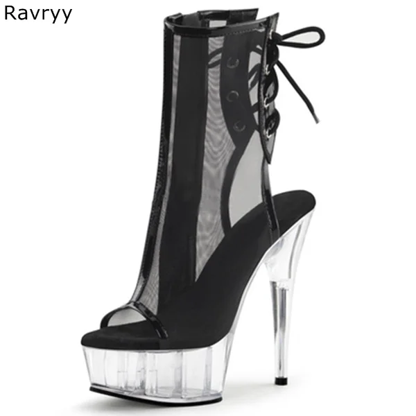 Summer cross-tied Women black sandal boots transparent heel Women sandals peep toe 15CM thick heel female club party shoes
Summer cross-tied Women black sandal boots transparent heel Women sandals peep toe 15CM thick heel female club party shoes