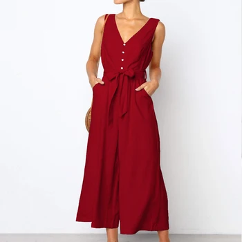 Summer jumpsuits 2019 high waist retro wide leg rompers womens jumpsuit Sexy V-neck halter loose long jumpsuit Bodysuit women
Summer jumpsuits 2019 high waist retro wide leg rompers womens jumpsuit Sexy V-neck halter loose long jumpsuit Bodysuit women