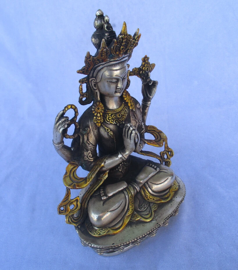 Tibet Silver Gold gilt Buddha statue ,Retro Buddha sculpture ,High 22CM,wide14CM
Tibet Silver Gold gilt Buddha statue ,Retro Buddha sculpture ,High 22CM,wide14CM