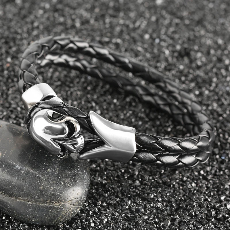 Stylish Cool Punk Skeleton Leather Bracelets Men Male Tension Setting Rope Chain Steampunk Titanium Wrist Bangles Gift
Stylish Cool Punk Skeleton Leather Bracelets Men Male Tension Setting Rope Chain Steampunk Titanium Wrist Bangles Gift