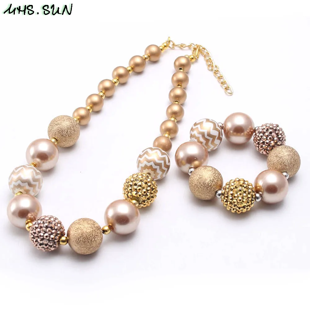 MHS.SUN Gold Pearl Rhinestone Beads Necklace Bracelets Kids/Girls/Child Chunky Bubblegum Jewelry Set Fashion Birthday Gift
MHS.SUN Gold Pearl Rhinestone Beads Necklace Bracelets Kids/Girls/Child Chunky Bubblegum Jewelry Set Fashion Birthday Gift