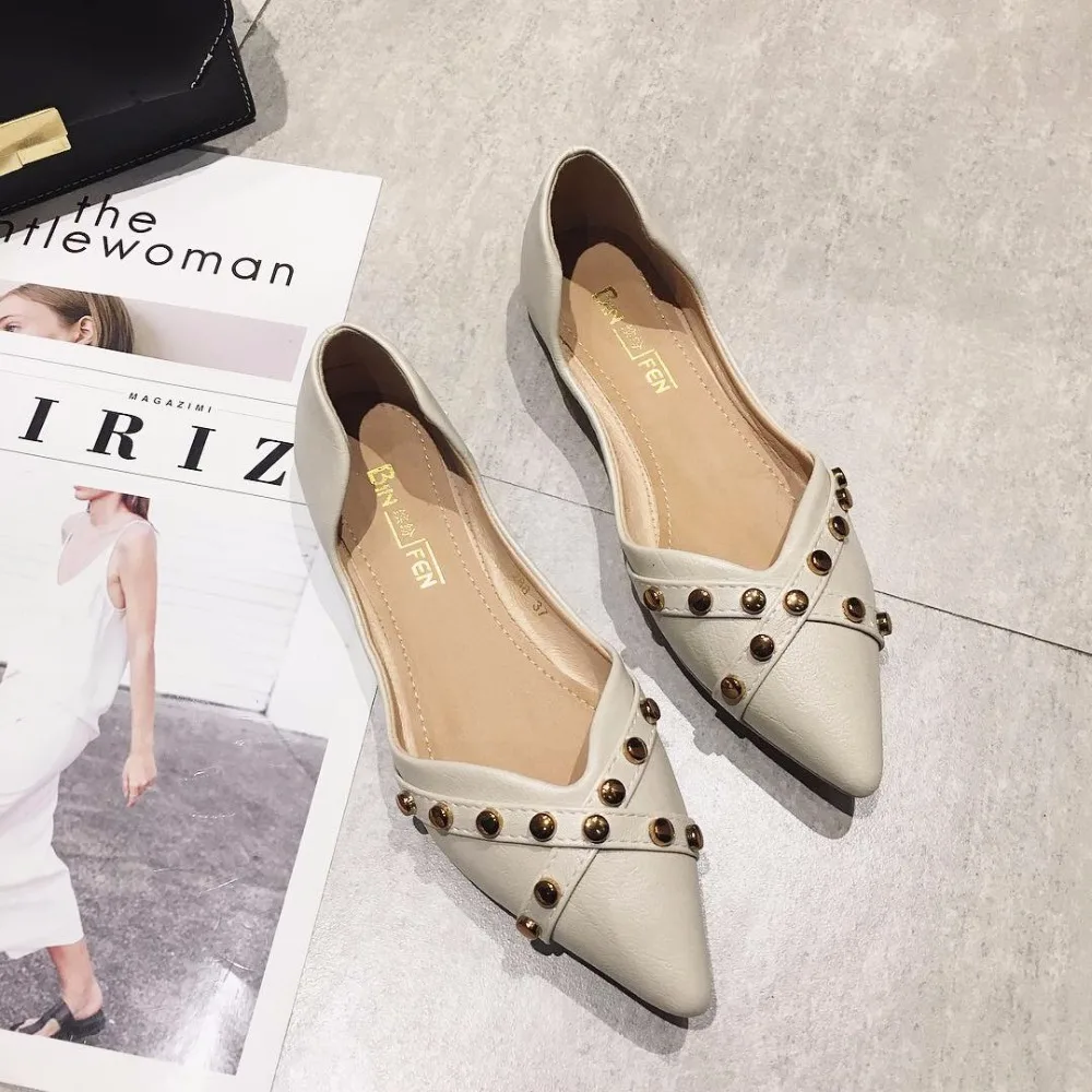 2019 New Casual Women's Shallow Flats Spring PU Slip-On Pointed Toe Rivet Shoes Woman Flat Heels Ladies Soft Footwear For Pants
2019 New Casual Women's Shallow Flats Spring PU Slip-On Pointed Toe Rivet Shoes Woman Flat Heels Ladies Soft Footwear For Pants