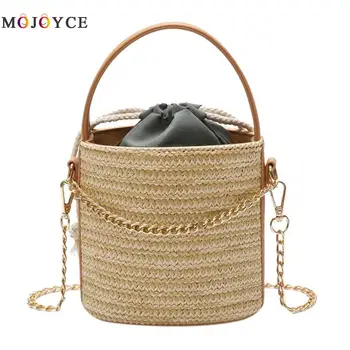 Bohemian Style Crossbody Bags Straw Weave Summer Beach Bucket Women Handbag Chain Top Handle Bag
Bohemian Style Crossbody Bags Straw Weave Summer Beach Bucket Women Handbag Chain Top Handle Bag