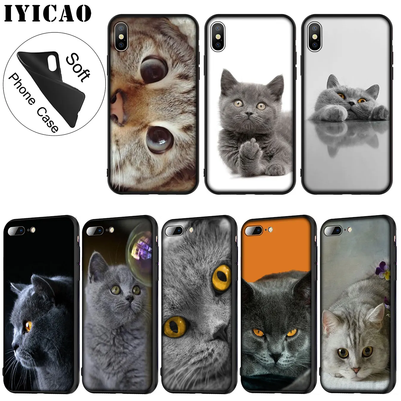 IYICAO British Shorthair cat Top Design Soft Silicone Phone Case for iPhone XR X XS Max 6 6S 7 8 Plus 5 5S SE 10 TPU Black Cover
IYICAO British Shorthair cat Top Design Soft Silicone Phone Case for iPhone XR X XS Max 6 6S 7 8 Plus 5 5S SE 10 TPU Black Cover