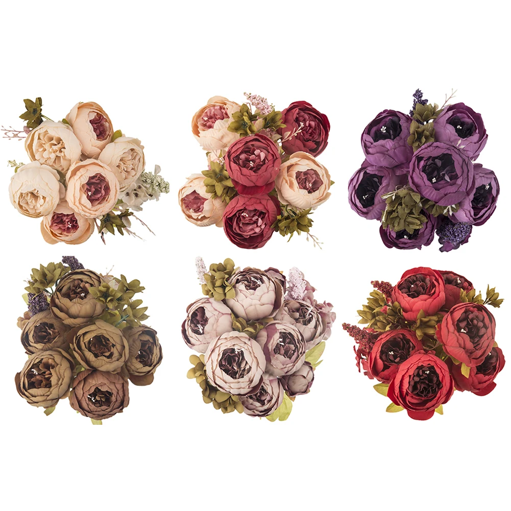13Heads Beautiful Rose Peony Artificial Silk Flowers Small bouquet flores Home Party Spring Wedding Decoration Fake Flower New
13Heads Beautiful Rose Peony Artificial Silk Flowers Small bouquet flores Home Party Spring Wedding Decoration Fake Flower New