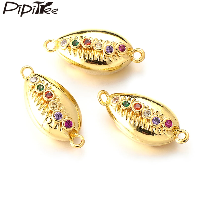 Pipitree 3pcs/lot Rainbow Cubic Zirconia Shell Charms fit Bracelet Necklace Earring DIY Copper Gold Color Charms Jewelry Making
Pipitree 3pcs/lot Rainbow Cubic Zirconia Shell Charms fit Bracelet Necklace Earring DIY Copper Gold Color Charms Jewelry Making
