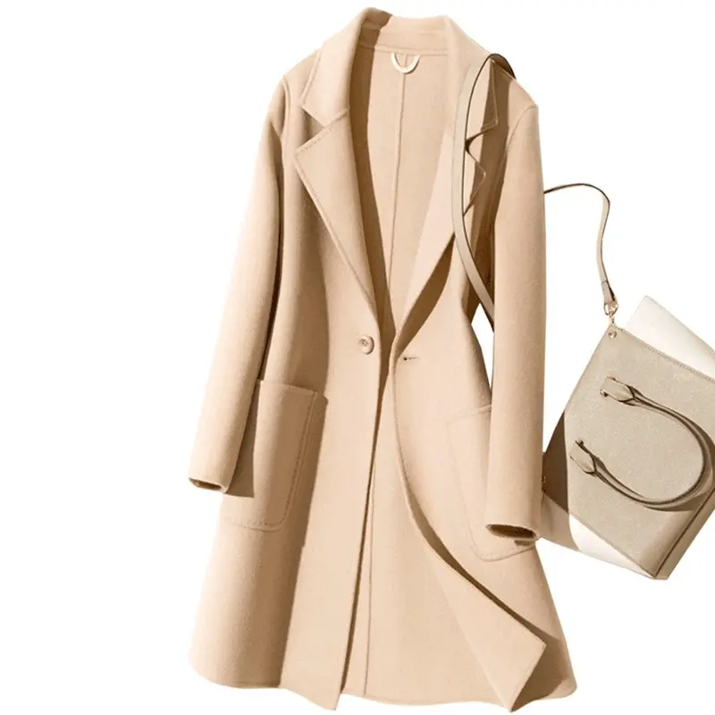 2018 Fall Winter 100% Pure Wool Patch Pocket Single Button Overcoat Women Notch Lapel Double Face Woolen Thick Warm Coat #01
2018 Fall Winter 100% Pure Wool Patch Pocket Single Button Overcoat Women Notch Lapel Double Face Woolen Thick Warm Coat #01