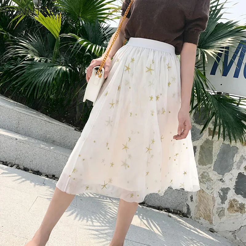 Skirts Women Comfortable Mesh Korean Style High Waist Print Womens Elegant A-Line Lovely Mid-Calf Elastic All-match Ladies Skirt
Skirts Women Comfortable Mesh Korean Style High Waist Print Womens Elegant A-Line Lovely Mid-Calf Elastic All-match Ladies Skirt