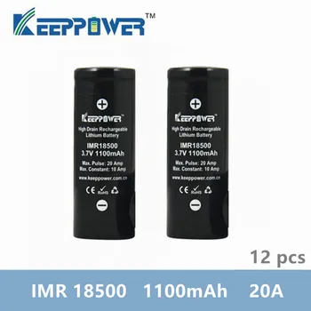 12 pcs KeepPower IMR 18500 battery 1100mAh 20A max discharge li-ion high drain rechargeable battery 3.7V drop shipping Original
12 pcs KeepPower IMR 18500 battery 1100mAh 20A max discharge li-ion high drain rechargeable battery 3.7V drop shipping Original