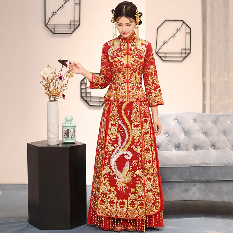 Chinese Red Tassel Cheongsam Lady SuZhou Embroidery Qipao Long Sleeve Bride Wedding Pleated Dress Gown Stage Show Clothing Suit
Chinese Red Tassel Cheongsam Lady SuZhou Embroidery Qipao Long Sleeve Bride Wedding Pleated Dress Gown Stage Show Clothing Suit