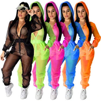 D9137 Summer Women's Sunscreen Jumpsuit Sexy Transparent Mesh Hooded Long-sleeved High Waist Zipper Jumpsuit 5 Color
D9137 Summer Women's Sunscreen Jumpsuit Sexy Transparent Mesh Hooded Long-sleeved High Waist Zipper Jumpsuit 5 Color