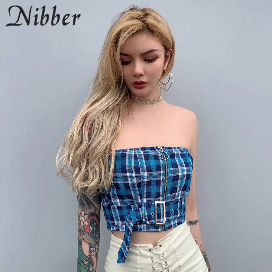 Nibber summer blue Plaid pattern Elegant Tank Tops women camis Fashion tees sexy Party Crop Top wild ladies Off Shoulder Bandeau
Nibber summer blue Plaid pattern Elegant Tank Tops women camis Fashion tees sexy Party Crop Top wild ladies Off Shoulder Bandeau