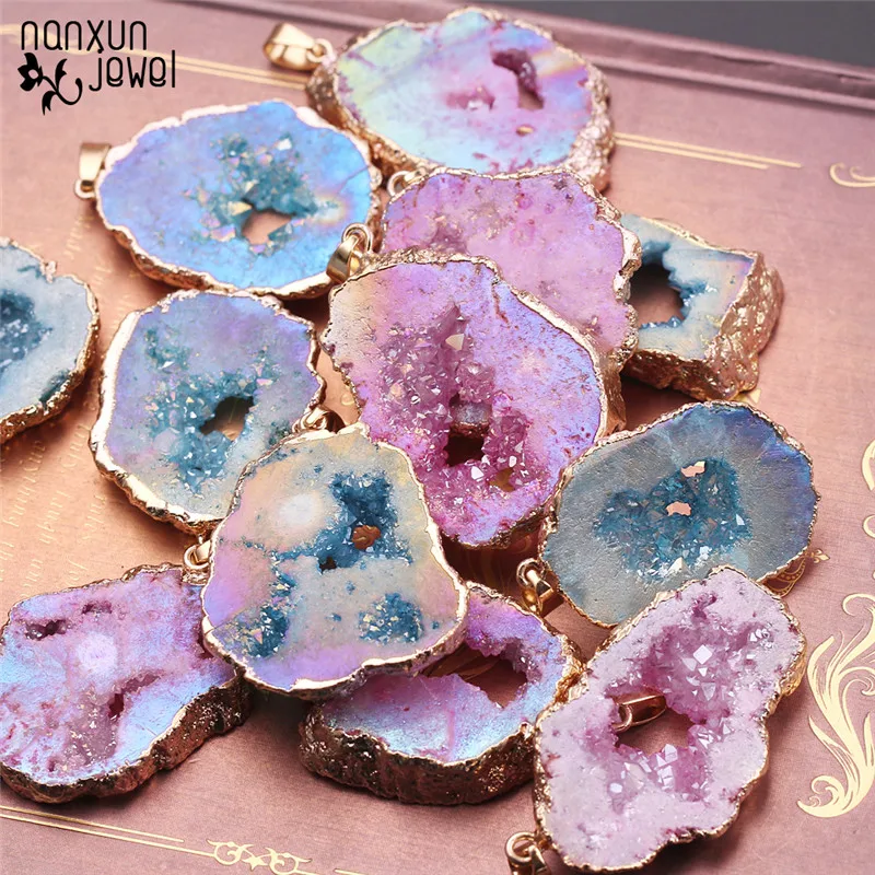 Pink Blue Pendant Large Quartz Crystal Irregular Natural Stone Necklace Gold Silver Unique Charm Women Men Necklaces Jewelry
Pink Blue Pendant Large Quartz Crystal Irregular Natural Stone Necklace Gold Silver Unique Charm Women Men Necklaces Jewelry