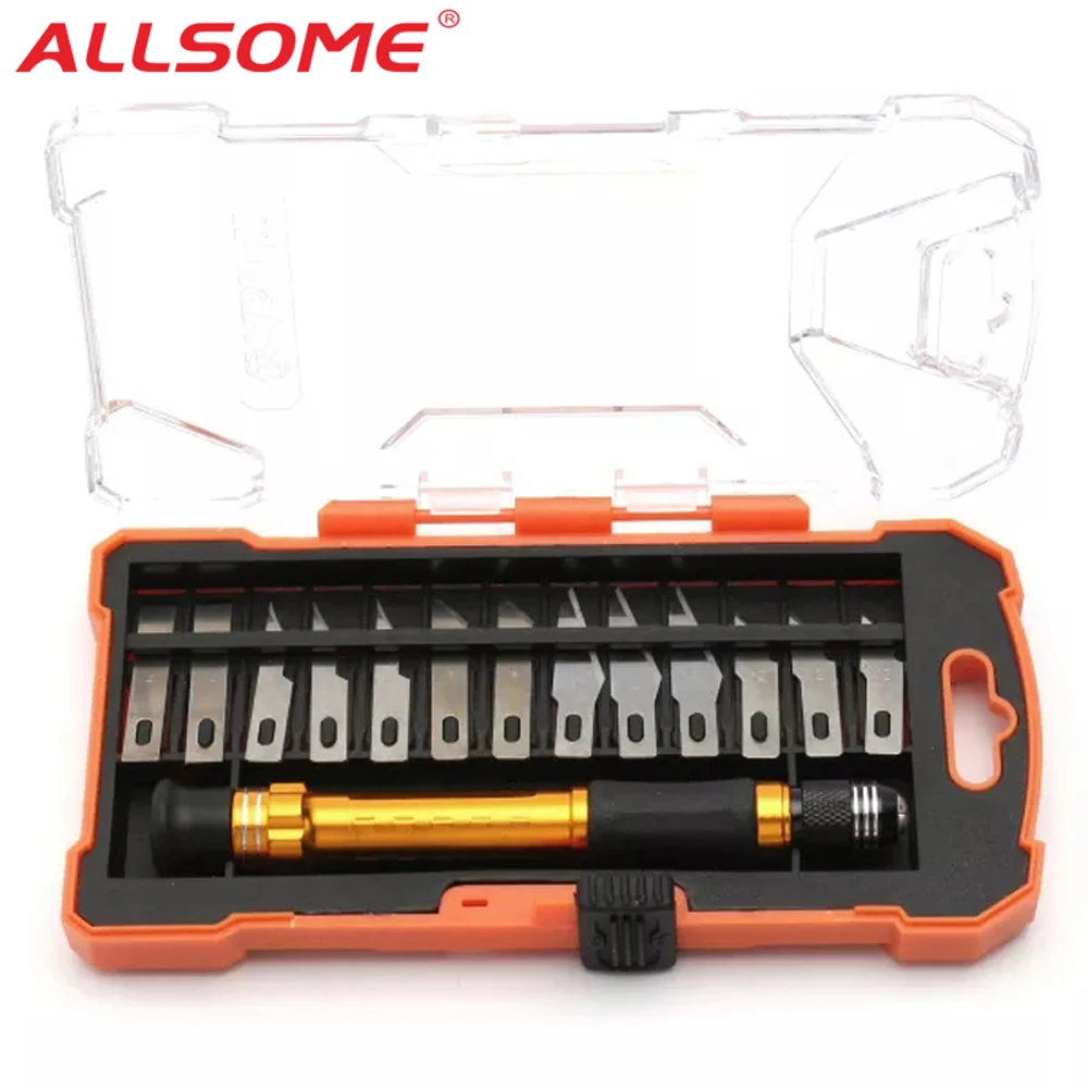 ALLSOME 14 in 1 Precision Wood Carved Knives Set Blades Cutting Arts Craft Hobby Tool Kit Carving Knife Hand Tool Carving Pen
ALLSOME 14 in 1 Precision Wood Carved Knives Set Blades Cutting Arts Craft Hobby Tool Kit Carving Knife Hand Tool Carving Pen