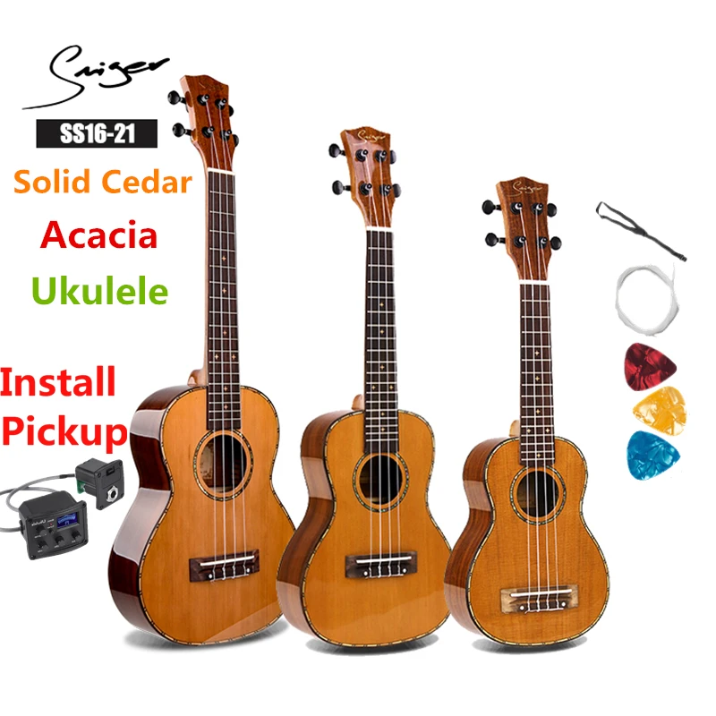 

Ukulele 21 24 26 Inches Solid Cedar Acacia Mini Electric Soprano Concert Tenor Acoustic Guitar 4 Strings Ukelele High-gloss