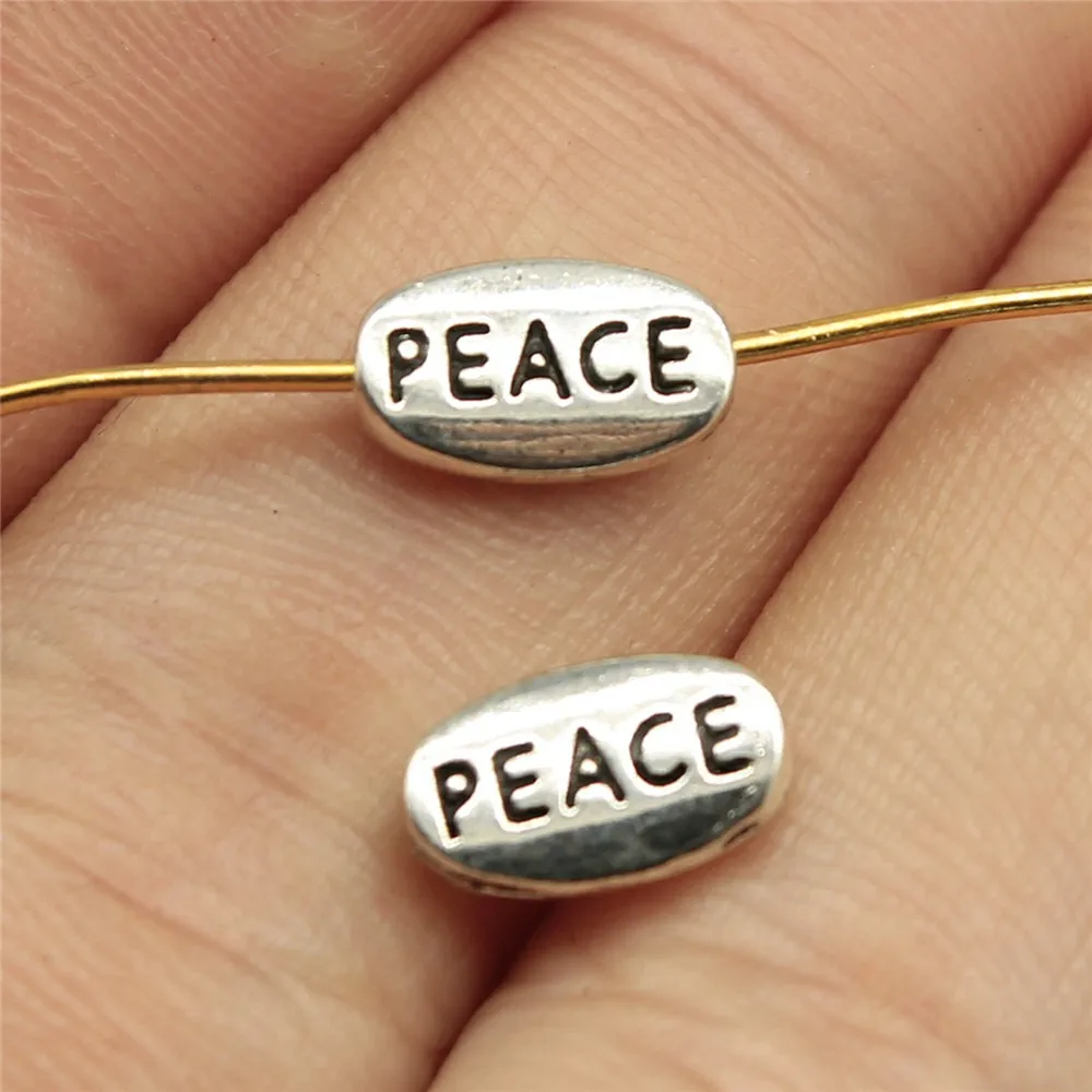 50pcs/lot Charms Peace Small Hole Beads 0.4x0.2 inch (10x6mm) Antique Silver For Jewelry Making Accessories
50pcs/lot Charms Peace Small Hole Beads 0.4x0.2 inch (10x6mm) Antique Silver For Jewelry Making Accessories
