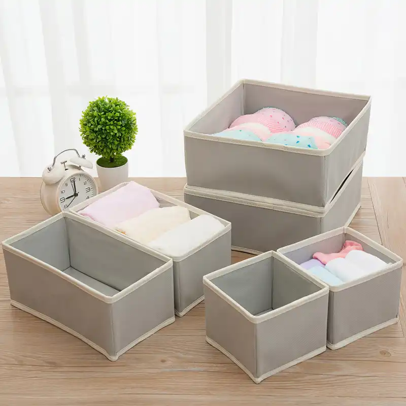 6 Pcs Simple Houseware Foldable Cloth Storage Box Closet Dresser