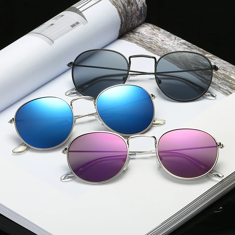 Солнцезащитные очки Sunglases Винтажные для женщин 2018 цветные линзы глаз круглые