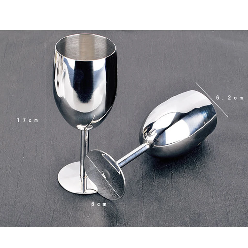 Set of 2 Stainless Steel Wine Champagne Drinks Cups Glasses Goblets Silver Set of 2 Stainless Steel Wine Champagne Drinks Cups Glasses Goblets Silver