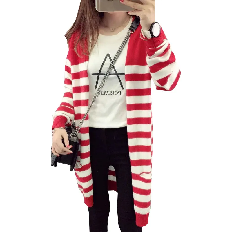 2016 sweater women red white stripes loose long leisure knitted cardigan jacket sweaters clothing vestidos MMY254
2016 sweater women red white stripes loose long leisure knitted cardigan jacket sweaters clothing vestidos MMY254