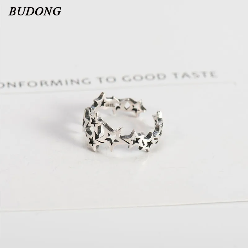 Фото BUDONG Star Trail Stackable Finger Ring For Women Wedding 100% 925 Sterling Silver Jewelry 2018 HOT SALE Party Rings XURT162 | Украшения и
