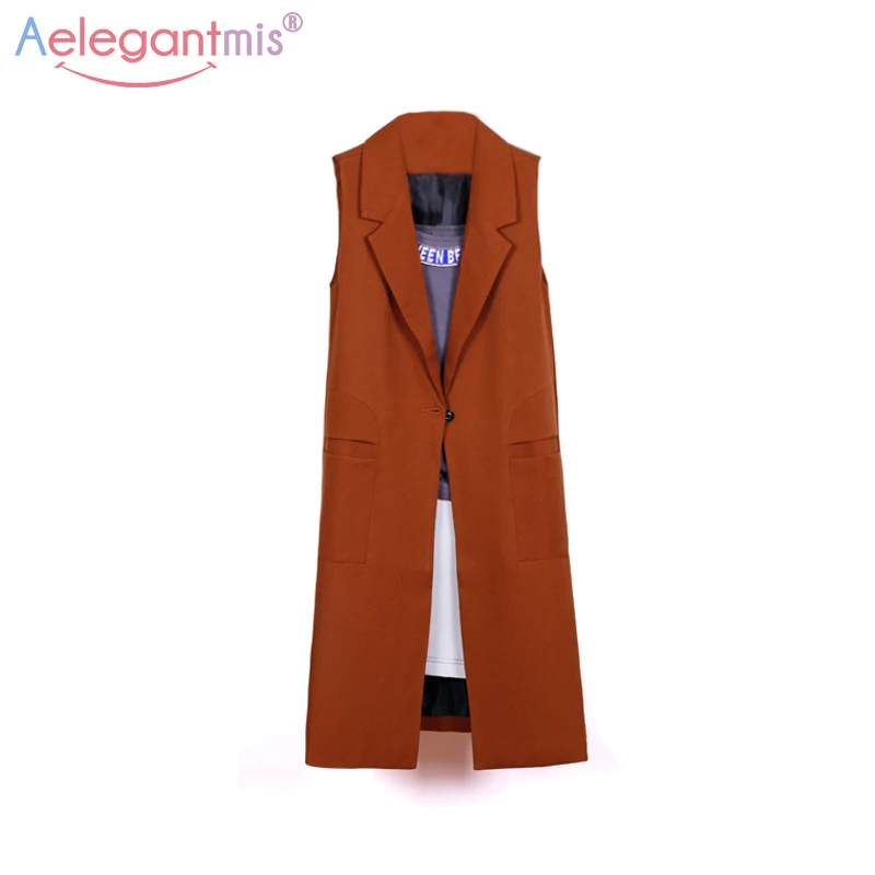 Aelegantmis Fashion Pockets Long Blazer Vest Women Autumn Waistcoat Turn-down Collar Sleeveless Jacket Elegant Office Lady Coat
Aelegantmis Fashion Pockets Long Blazer Vest Women Autumn Waistcoat Turn-down Collar Sleeveless Jacket Elegant Office Lady Coat