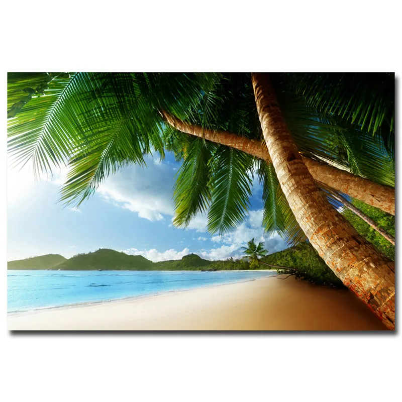Фото Nordic Decoration Hawaii Tropical Sea Beach Seascape Wall Art Canvas Painting Skyline Nature Picture For living room | Дом и сад