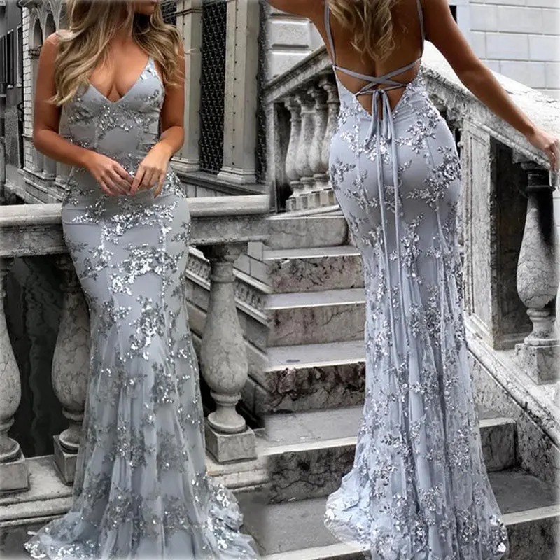 Sexy Women Sling Formal Deep-V Dress Party Long Maxi Dress Sleeveless Backless Female Vestidos
Sexy Women Sling Formal Deep-V Dress Party Long Maxi Dress Sleeveless Backless Female Vestidos