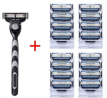 16pcs+1pcs Holder Compatible MACH 3 Razor Blade Manual Three-layer Razor Blade Shaver Razor Blade Replacement Gillettee