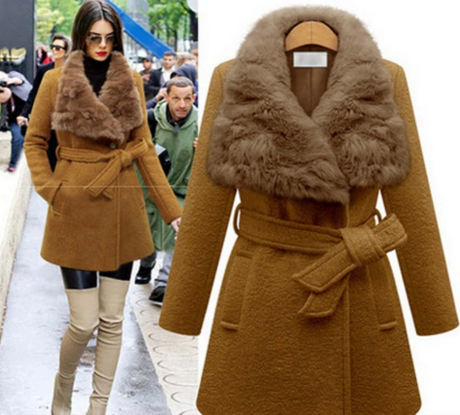 Women Fashion Warm Wool Blend Wide Waisted Turn -Down Fur Collar Belt Coat Jacket Outwear Winter Plus Size Slim Coats
Women Fashion Warm Wool Blend Wide Waisted Turn -Down Fur Collar Belt Coat Jacket Outwear Winter Plus Size Slim Coats