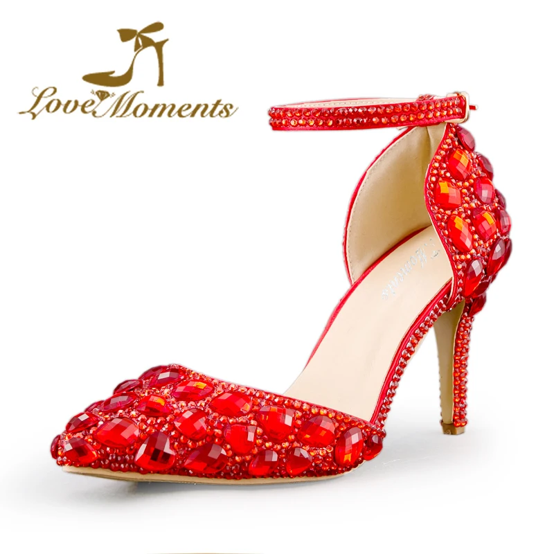 Crystal Summer Spring Sandals Pointed Toe Red Wedding Shoes for Bride Women Ankle Straps Evening Party Prom Pumps Plus Size 9
Crystal Summer Spring Sandals Pointed Toe Red Wedding Shoes for Bride Women Ankle Straps Evening Party Prom Pumps Plus Size 9