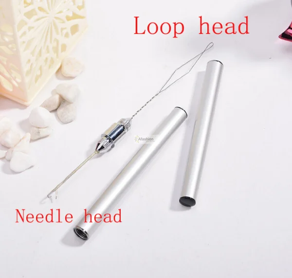 2in1 Metal keration hair needle and loop Indian brazilian extension crochet knitting hook needles styling tools |