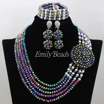 Hot Multicolored African Wedding Bridal Jewelry Sets 5 Layers Nigerian Crystal Beads Necklaces Jewelry Sets Free Shipping AIJ788 
Hot Multicolored African Wedding Bridal Jewelry Sets 5 Layers Nigerian Crystal Beads Necklaces Jewelry Sets Free Shipping AIJ788