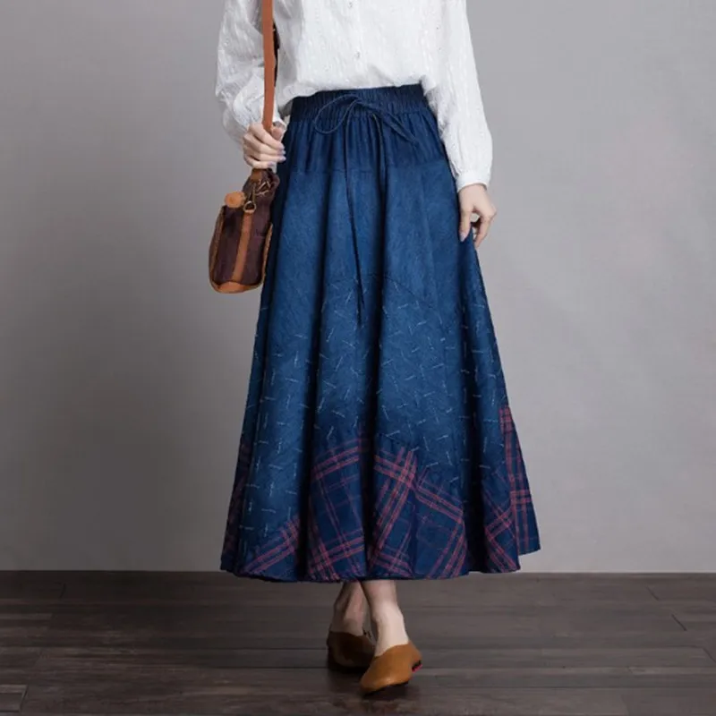 Free Shipping 2019 Fashion Long Maxi Elastic High Waist Denim Skirt For Women A-line Spring And Autumn Plaid Jeans Skirts
Free Shipping 2019 Fashion Long Maxi Elastic High Waist Denim Skirt For Women A-line Spring And Autumn Plaid Jeans Skirts