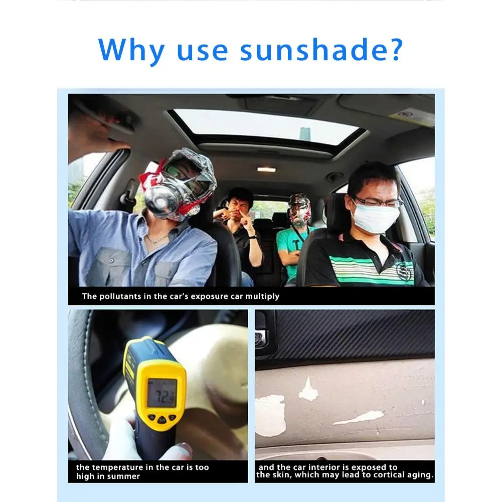 206x116cm Black Aluminum Foil Car Sun Shade Folding Insulation Sun Block Magnet Large Block Glass Sunshade Auto Visor Car External Body Parts Names