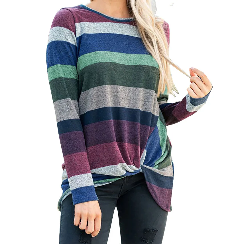 2019 New Brand Autumn Spring T-shirt Women Striped Long Sleeve Irregular Knotted T-Shirts Sexy O Neck Long Sleeve Casual Tops
2019 New Brand Autumn Spring T-shirt Women Striped Long Sleeve Irregular Knotted T-Shirts Sexy O Neck Long Sleeve Casual Tops