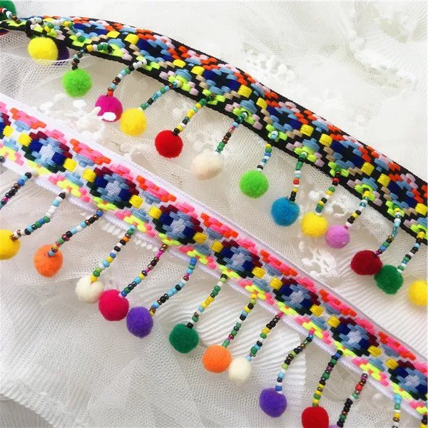 3Yard/lot Hand-made DIY Beaded Hair Ball Lace Tassel Fringe Ribbon Bag Dress Hats Clothing Decoration Lace Trim Materials
3Yard/lot Hand-made DIY Beaded Hair Ball Lace Tassel Fringe Ribbon Bag Dress Hats Clothing Decoration Lace Trim Materials