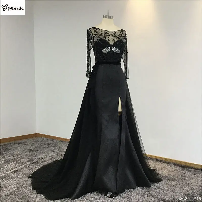 Real Customized Black Boat-neck Mermaid Prom Dresses Ladies Evening Party Robe De Soiree Back V-neck Skirt Slit Evening Dress
Real Customized Black Boat-neck Mermaid Prom Dresses Ladies Evening Party Robe De Soiree Back V-neck Skirt Slit Evening Dress