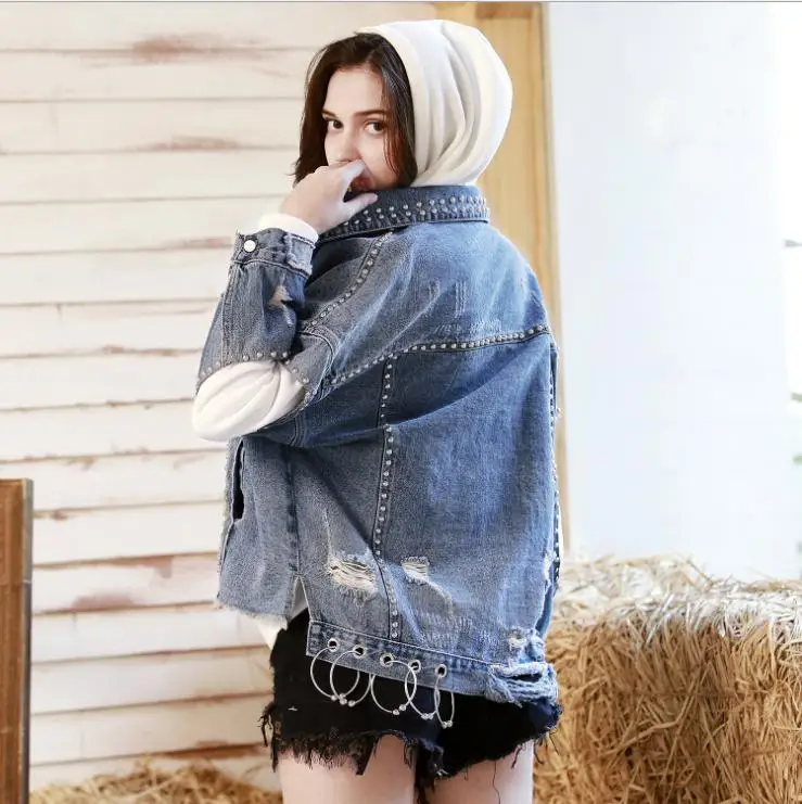 Dtynz Womens Denim Jackets Irregular Personality Spring And Autumn Female Spring Autumm Big Hole Beading Small Jeans Coats S54
Dtynz Womens Denim Jackets Irregular Personality Spring And Autumn Female Spring Autumm Big Hole Beading Small Jeans Coats S54