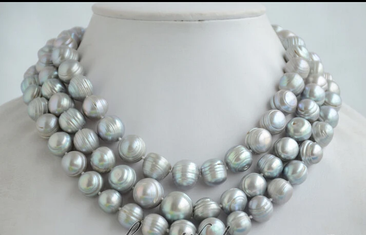 FREE shipping>>>>Z6571 14mm almost round gray screw thread freshwater pearl necklace 50inch 6.07 
FREE shipping>>>>Z6571 14mm almost round gray screw thread freshwater pearl necklace 50inch 6.07