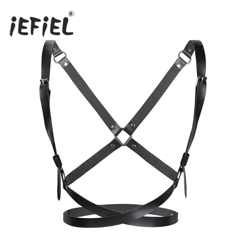iEFiEL Women PU Leather Cosplay Adjustable Body Chest Harness Bondage Belt with Buckles O-rings X-shaped Back for Night Costumes
iEFiEL Women PU Leather Cosplay Adjustable Body Chest Harness Bondage Belt with Buckles O-rings X-shaped Back for Night Costumes