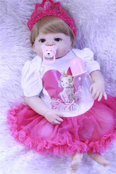Bebe girl reborn 22inch full silicone reborn baby dolls blonde hair wig blue/brown eyes princess dress fashion BJD boneca reborn
Bebe girl reborn 22inch full silicone reborn baby dolls blonde hair wig blue/brown eyes princess dress fashion BJD boneca reborn