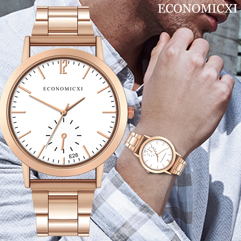 Фото Men Watch Quartz Dial Fashion Brand Business Stainless Steel Strap Watches Women Clock Ladies Male Wristwatch | Наручные часы